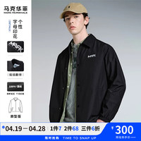 马克华菲【廓型版】夹克男2024春秋潮牌防风翻领字母印花纯色百搭外套 001黑色 M