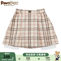 PawinPaw卡通小熊童装2024年春季女童百褶裙儿童学院风短裙 中间米色/38（口袋布不露出） 120