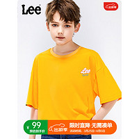 Lee儿童短袖T恤2024春夏纯棉后背LOGO印花宽松舒适运动上衣童装 橙色 150cm