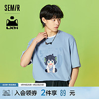 Semir 森马 [罗小黑]森马短袖T恤男萌趣印花2022夏季男生新款纯棉宽松上衣