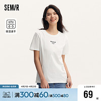 Semir 森马 [商场同款]森马短袖T恤女字母印花圆领2024夏季新款速干上衣百搭