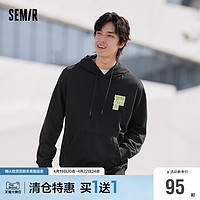 Semir 森马 马利联名卫衣男春季落肩袖宽松舒适温暖连帽套头上衣印花简约