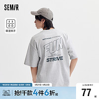 Semir 森马 短袖T恤男2024夏新款美式复古潮牌印花吸湿排汗男装宽松运动