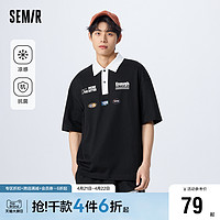 Semir 森马 POLO衫男2023年夏季新款情侣款凉感抗菌舒适时尚宽松针织上衣