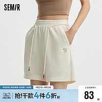 Semir 森马 休闲裤女印花宽松裤子简约夏季2024新款抽绳短裤女生百搭潮流