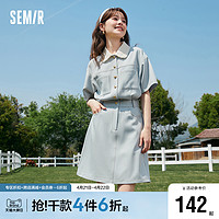 Semir 森马 连衣裙女花边娃娃领俏皮小清新2023夏季新款质感明线裙子文艺