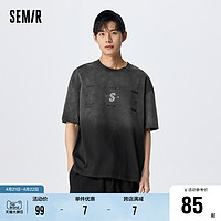 Semir 森马 短袖T恤男夏季渐变潮流个性上衣印花宽松时尚休闲装创意设计