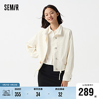 Semir 森马 [商场同款]森马外套女立领落肩宽松潮流春季2024新款字母夹克盐系