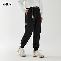 Semir 森马 休闲裤女刺绣工装裤帅气春季字母宽松慢跑裤简约