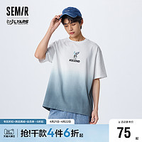 Semir 森马 短袖T恤男2023夏季新款情侣宽松渐变锂牙兽圆领纯棉体恤