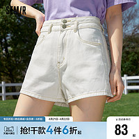 Semir 森马 牛仔裤女高腰短裤直筒裤2023夏季新款小个子显瘦裤子百搭浅色