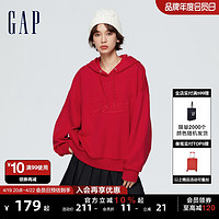 Gap 盖璞 女装2024春季新款法式圈织柔软3Dlogo抽绳连帽卫衣上衣873743