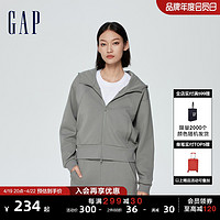 Gap 盖璞 女装春季2024新款宽松廓形拉链Scuba卫衣简约运动连帽衫891632