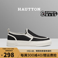 皓顿（HAUT TON）鞋子男2024夏季乐福鞋时尚潮流厚底帆布鞋百搭低帮板鞋 黑色 39 -适合运动鞋40码