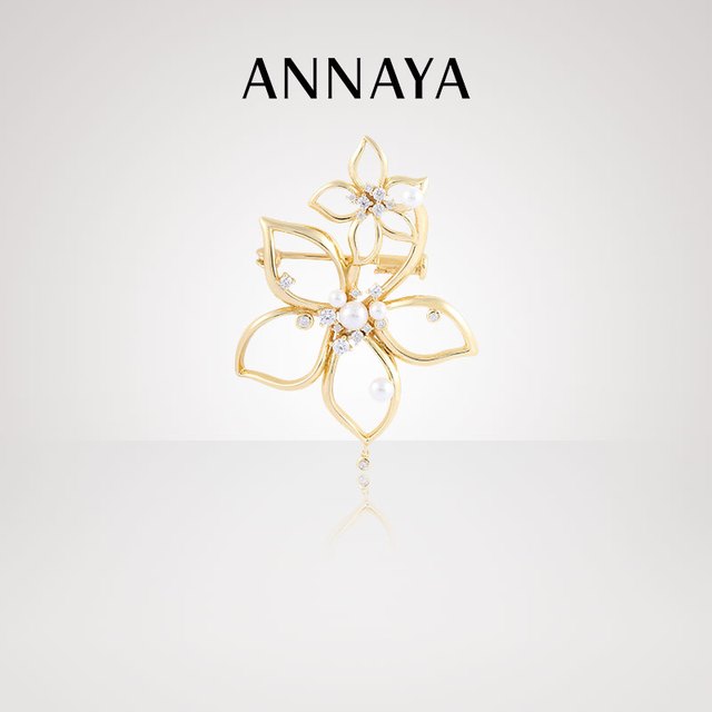 ANNAYA 金色玉兰花胸针母亲节礼物西装领针高级感配饰送男女友礼物