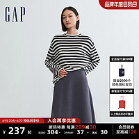 Gap 盖璞 女装早春季LOGO洋气时尚条纹圆领毛衣高级休闲针织衫889615