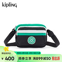 Kipling【母亲节】女款2024春季潮流拼色单肩包斜挎包SISKO 白黑绿拼接