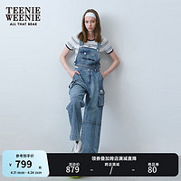 TEENIE WEENIE 小熊字母牛仔背带裤女2024夏季女牛仔裤 中蓝色 165/M