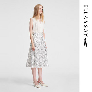 歌力思（ELLASSAY）2024夏季舒适透气a字摆裙拼接式半身裙女EWE352Q00800 白花卉 XS