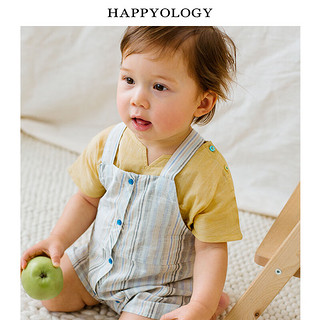 happyology英国春男童女童婴幼儿童薄款英伦吊带裤牛仔背带裤 羊绒蓝 66cm