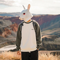 百亿补贴：RABBIT HOUSE RabbitHouse舒适简约华夫格撞色插肩刺绣卫衣男潮牌百搭休闲上衣