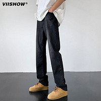ViiSHOW 高街长裤夏季美式牛仔裤窄版 黑色 2XL