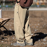 ViiSHOW 工装裤男夏季新款日系抽绳情侣长裤 卡其色 XL