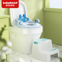世纪宝贝(babyhood)儿童坐便器辅助器马桶圈宝宝马桶盖坐垫圈小孩如厕训练 【1-7岁】PU软垫+凳 天蓝