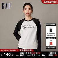 Gap 盖璞 女装早春LOGO纯棉亲肤宽松长袖T恤运动洋气高级休闲上衣836111