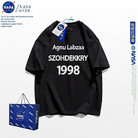 NASAOVER NASA美式vintage复古字母印花纯棉短袖T恤男女夏季小众高级感上衣