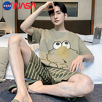 NASAOVER NASA男士睡衣夏季纯棉男款青少年薄款短袖短裤学生夏天家居服套装