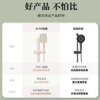 田园沐歌奶油风简易淋浴花洒套装分体式按键沐浴室浴缸冷热淋浴水龙头 枪灰二档按键简约花洒（带升降）