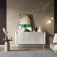 卡那屋广东佛山轻奢岩板餐边柜玄关柜小户型客厅创意餐柜一体靠墙储物柜 白色 1.2米三门