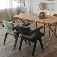 MUNA FURNITURE SINCE 2004木纳家具昌迪加尔椅子缅甸柚木实木扶手靠背休闲椅餐椅北欧侘寂 缅甸柚木+牛皮软包 530*550*740