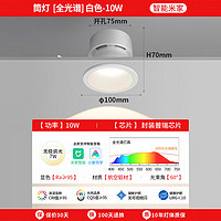 至御全光谱护眼筒灯led嵌入式家用深防眩吊顶孔灯客厅玄关无主灯 白色-10W-米家智能