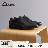 Clarks 其乐 男鞋男士皮鞋惠登系列英伦雕花正装商务德比鞋男舒适鞋婚鞋 黑色 261529128 Whiddon Cap 41