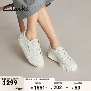 Clarks 其乐 街头系列女鞋24休闲小白鞋白色板鞋饼干鞋单鞋女 白色 261778174（羊皮革） 36