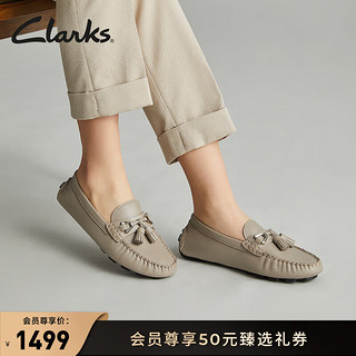Clarks 其乐 麦穗系列女鞋2024新款英伦乐福鞋复古小皮鞋单鞋通勤鞋 卡其色 261781434 36