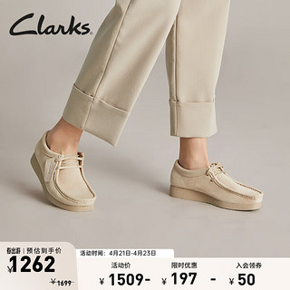 Clarks 其乐 袋鼠厚底鞋女鞋单鞋新款复古时尚休闲鞋 浅卡其色 261766244 37