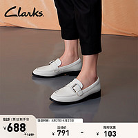Clarks 其乐 芮雅乐福系列女鞋春夏单鞋搭扣轻盈乐福鞋 白色 261703704 40