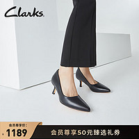 Clarks 其乐 女鞋紫罗兰系列春季新款黑色尖头高跟鞋猫跟单鞋 黑色 261674434 35.5