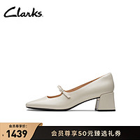 Clarks 其乐 妮嗒系列女鞋早春新款一字带方根玛丽珍单鞋女 白色 261735444 37.5
