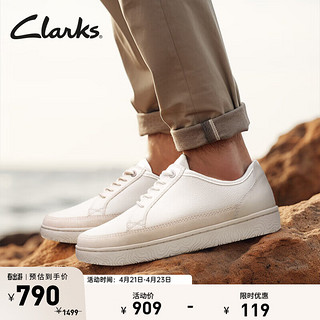 Clarks 其乐 霍德森系列 男士低帮休闲鞋 261717 白色 41.5