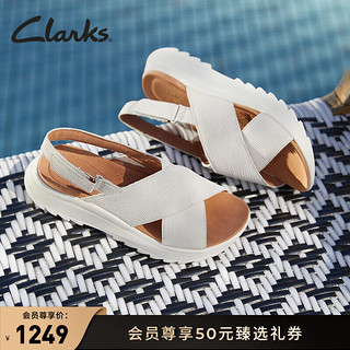 Clarks 其乐 女鞋纤动系列春夏舒适罗马凉鞋厚底沙滩凉鞋女 白色 261719494 37