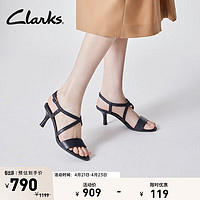 Clarks 其乐 艾玛利系列女鞋夏季简约淑女交叉带细跟凉鞋 黑色261659414 36