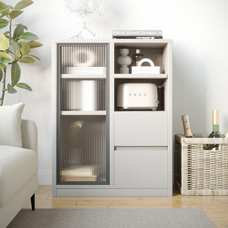 圣百仁 斗柜 卧室柜多用柜客厅 实木靠墙储物 长65cm*宽40cm*高85cm【高雅灰】