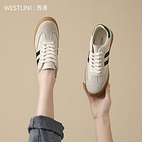 PLUS会员：WESTLINK 西遇 女士复古厚底德训鞋 休闲运动板鞋