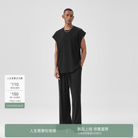 BODYDREAM夏季运动背心潮牌无袖坎肩男款t桖/轻薄垂感休闲裤套装 黑色 L