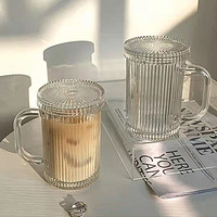 ROYALLOCKE 皇家洛克 竖纹把杯玻璃带盖透明1只装 竖纹透明色 390ml