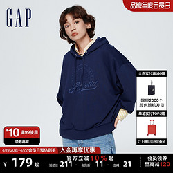 Gap 盖璞 女装2024春季法式圈织柔软3Dlogo抽绳连帽卫衣上衣873743